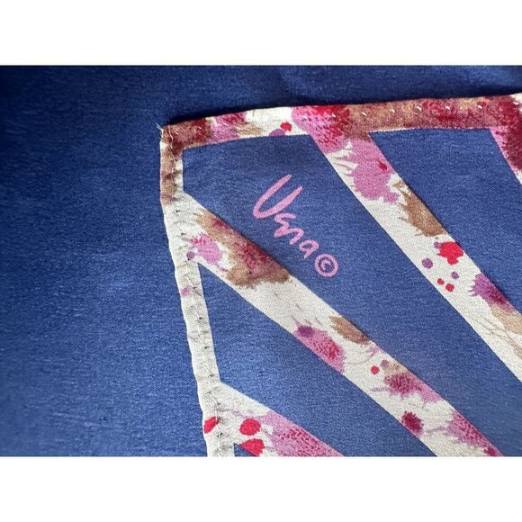 Vera Silk Blue Pink Splatter Print Rectangle Scarf MCM Vintage 60s - Picture 3 of 5